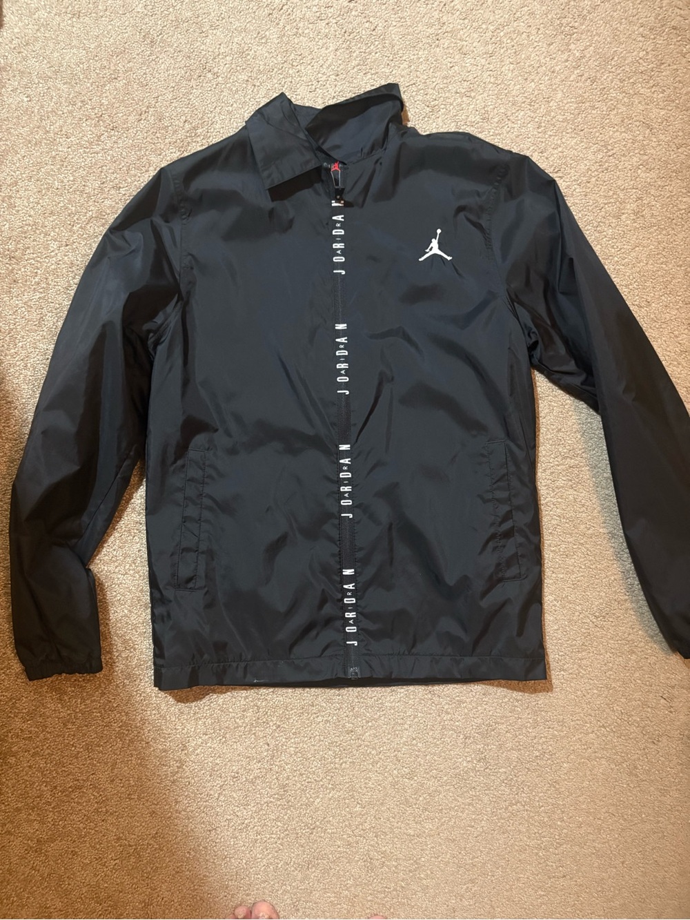 Jordan Jump Man Logo Black Windbreaker Jacket Men’s Size Small